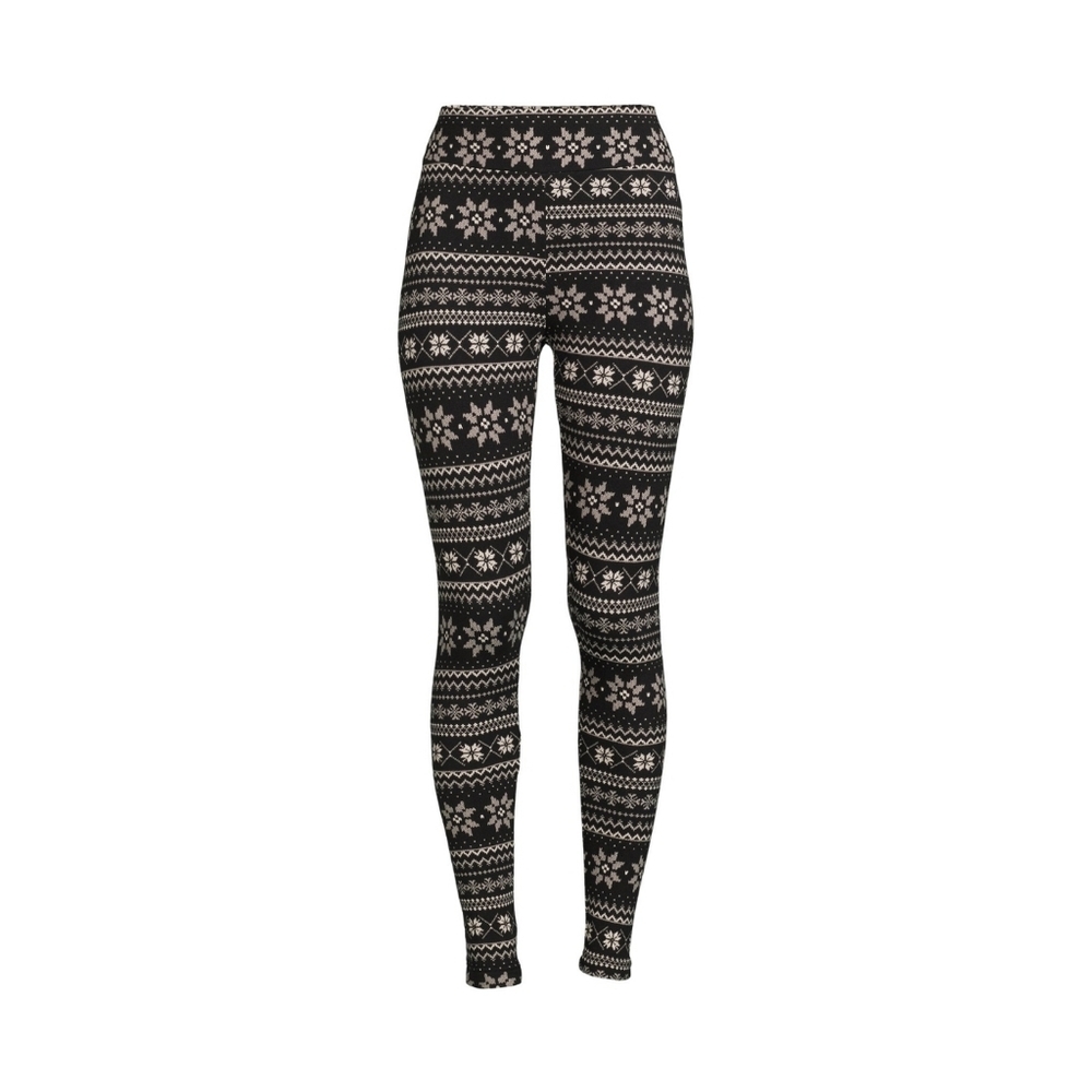 Time and Tru NWT Women's Fair Isle Black Soot Winter Christmas Leggings 772